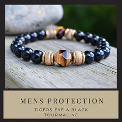 Men’s Tiger Eye & Cut Obsidian Bracelet – Luxury Natural Stone Beaded Jewelry