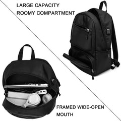 Men's Waterproof Business USB Charging Backpack Large 15.6 Inch Laptop Bag