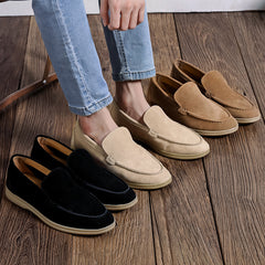 Men’s Autumn Suede Loafers – Shallow Mouth Casual Slip-On Shoes