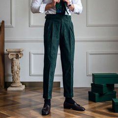 Men’s Corduroy High-Waisted Straight-Leg Casual Pants