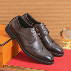 Men's Cowhide Leather Pointed Formal Wear Shoes
