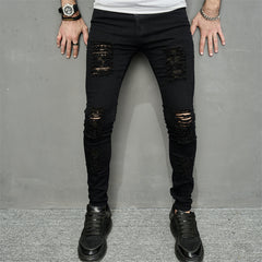Men's Leisure Ripped Denim Feet Personality Trendy Jeans
