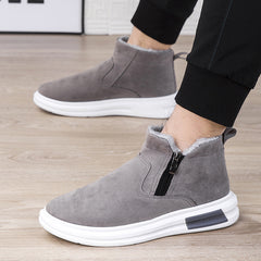 Men’s Winter Snow Boots – Warm Cotton Plush Ankle Boots with Side Zipper, Casual Daily Wear