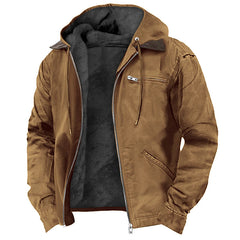 Men’s Hooded Fleece Zip-Up Jacket – Winter Warm