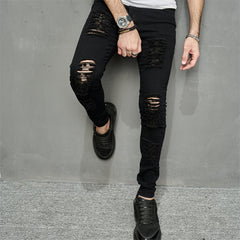 Men's Leisure Ripped Denim Feet Personality Trendy Jeans