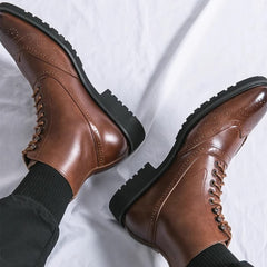 Men's Fashion Thick Sole Mid Top Work Boots
