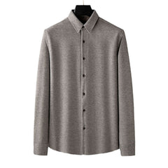 Thick Warm Woolen Long-Sleeved Shirt For Men