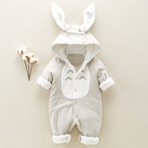 Thick Cotton Baby Romper with Chinchilla Hood – Cozy Newborn Onesie for Outdoor & Play