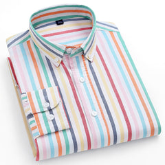Striped Cotton Oxford Anti-wrinkle Business Casual Shirt For Men