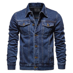 Men's Denim Casual Jacket Blue Lapel Jeans
