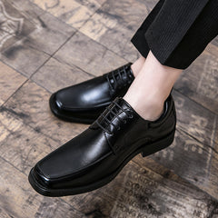 Men's Low-Top Square Toe Business Casual Leather Shoes
