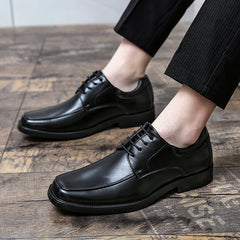 Men's Low-Top Square Toe Business Casual Leather Shoes