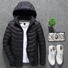 Men’s Plus Size USB Heated Jacket – Electric Winter Puffer Coat