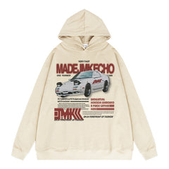 Classic American Car Letter Print Sweatshirt for Men