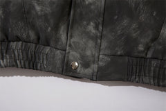 Tie-Dyed Loose PU Leather Jacket For Men