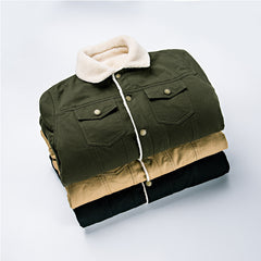 Winter Plus Velvet Thick Denim Jacket For Men