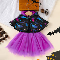 Little Girls Halloween Costume – Tulle Princess Dress with Hooded Cloak
