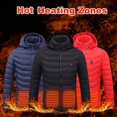 Men’s Plus Size USB Heated Jacket – Electric Winter Puffer Coat