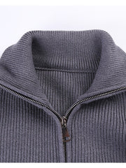 Zip Turtleneck Wool Coat For Men