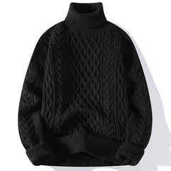 Vintage Jacquard Turtleneck Thick Sweater Men