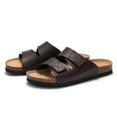 Men’s Cork Slippers – Adjustable Velcro Strap Sandals
