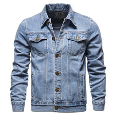 Men's Denim Casual Jacket Blue Lapel Jeans