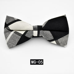 Cotton Bow Tie Men's Wedding Groom Plaid Bow