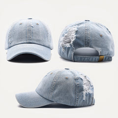 Vintage Wash Ripped Denim Cap – Everyday Streetwear Hat