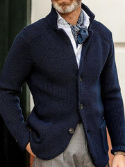 Men's Stand Up Collar Cardigan Knitted Sweater