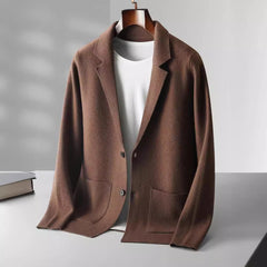 Fall Winter Men Cardigan Cashmere Sweater Business Casual Plush Knitted