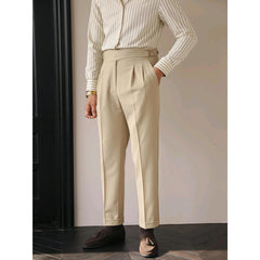 British Retro Business Casual Paris Buckle Suit Pants Men