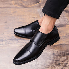 Men's British Monk Strap Slip-On Leather Formal Shoes