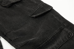 Men’s Punk Wash Denim Cargo Pants