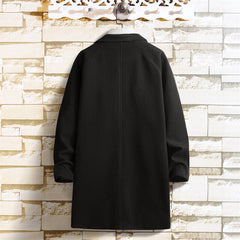 Double Breasted Wool Mid-length Woolen Coat For Men