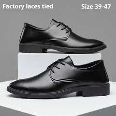 Men's Business Travel Round Head Formal Leather Dress Shoes