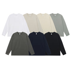 Men's Simple Solid Color Pure Cotton Long Sleeved T-shirt