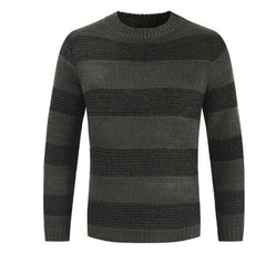 Men's Casual Striped Knitted Round Neck Pullover Sweater