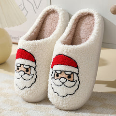 Men’s Cartoon Santa Claus Slippers – Cozy Furry Holiday Home Shoes