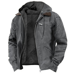 Men’s Hooded Fleece Zip-Up Jacket – Winter Warm