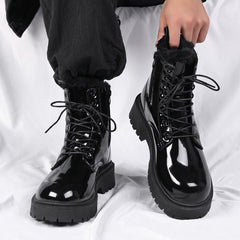 Black Working Wear British Style Casual Leather Boots For Men