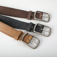 Distressed Soft Cowhide Men's Belt Leather Retro
