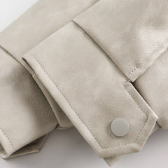 Solid Color Leather Clothing With Stand Collar Coat For Men Spring And Autumn