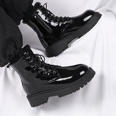 Black Working Wear British Style Casual Leather Boots For Men