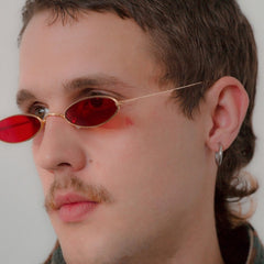 Anti Reflective Metal Elliptical Small Frame Ocean Sunglasses For Men