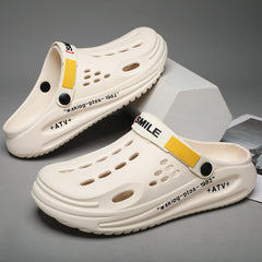 Summer Thick Bottom Shit Feeling Plus Size Closed-toe Slippers Men