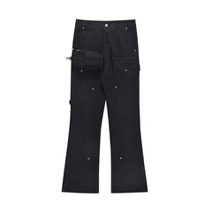 High Street Retro Rivet Flared Casual Pants