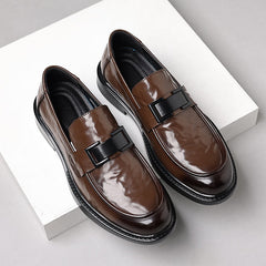 Men's British Slip-On Pointed Leather Shoes