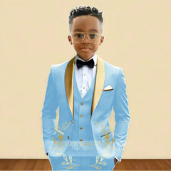 Oil Green Boys Suit 3-Piece – Kids Wedding Tuxedo with Jacket, Pants & Vest