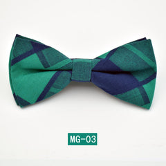 Cotton Bow Tie Men's Wedding Groom Plaid Bow