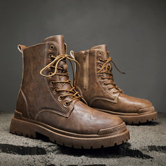 Men's Retro High-Top British Style Work Shoes Leather Boots